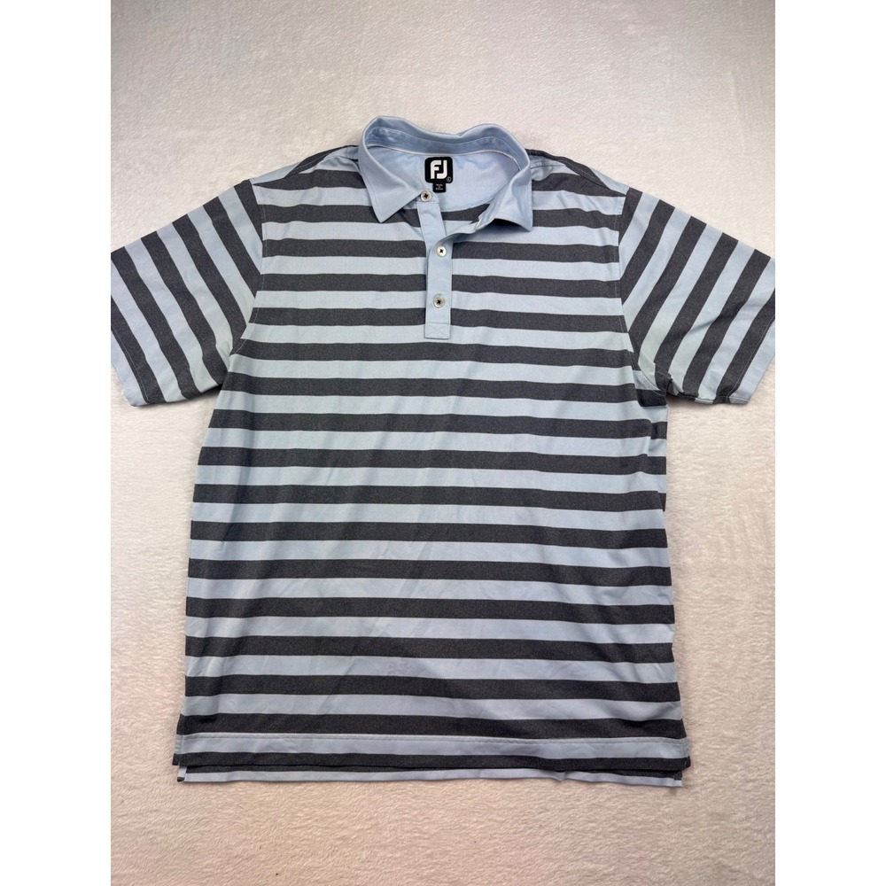 FootJoy Mens ProDry Striped Golf Polo Shirt Blue Navy Large Short Sleeve FJ